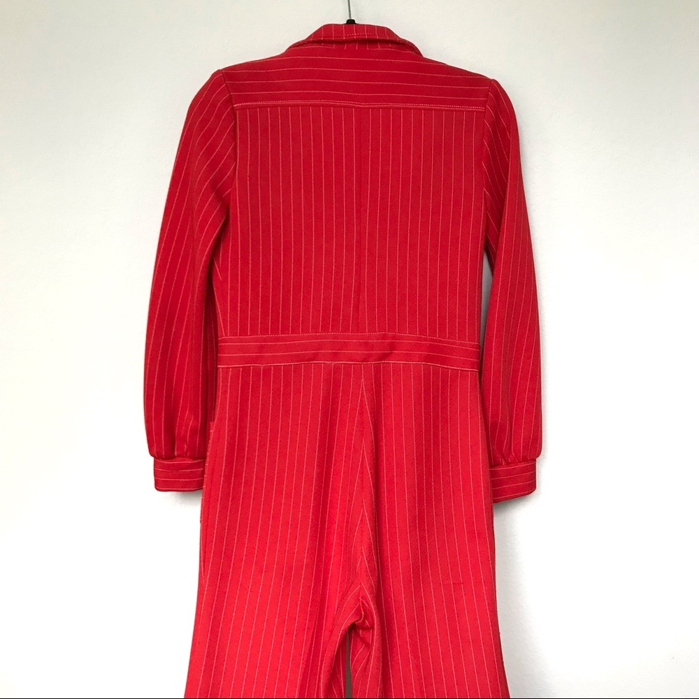 Strait Lane Vintage Red Stripe Jumpsuit 60s 70s Size 8 - Picture 4 of 11
